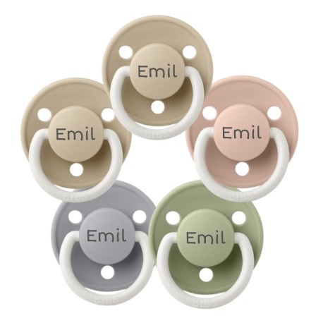 Bibs De Lux Night Str - Mdr Rund Latex Sutter Med Navn -pak