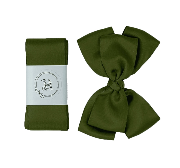Bows By Stær Dåbsbånd Grøn Double Bow Moss Satin