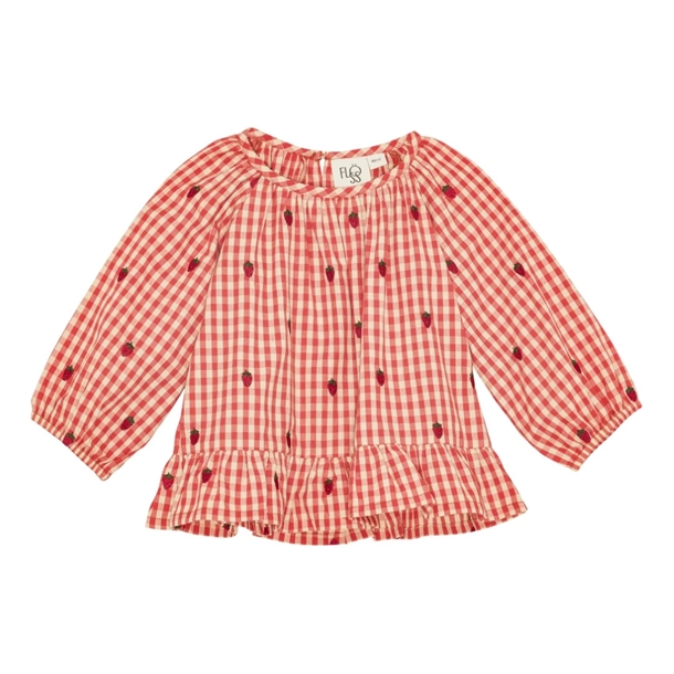Flöss Bluse Molly Blouse Berry Gingham Jordbær