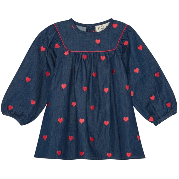 Flöss Kjole Amee Dress Mid Blue Heart Hjerter
