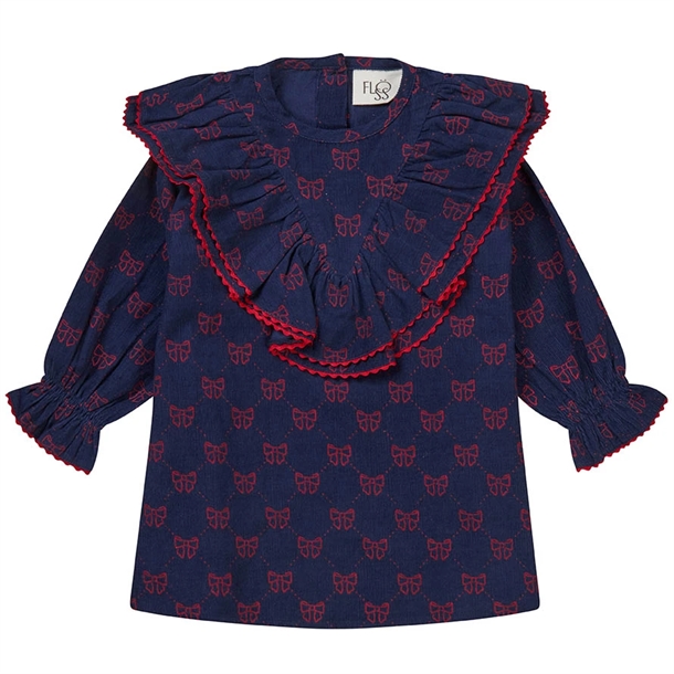 Flöss Kjole Luna Navy Ruby Red Bows