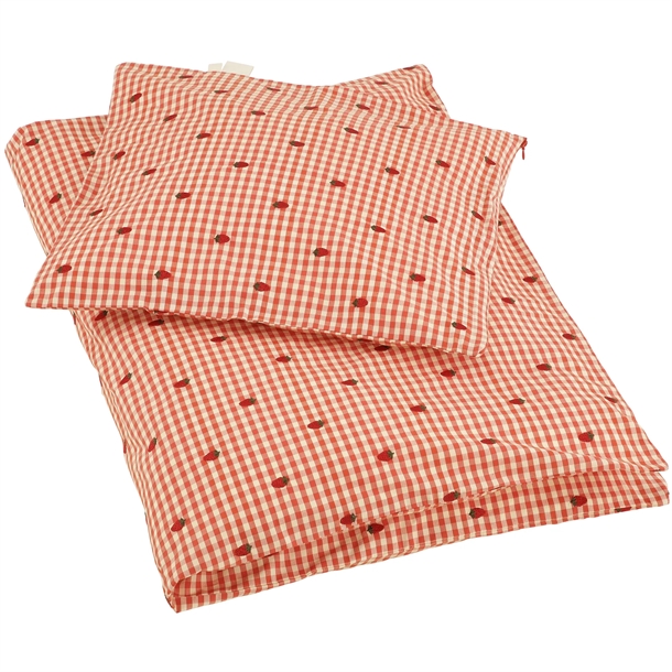 Flöss Sengetøj Molly Duvet   Pillow Baby Berry Gingham Jordbær