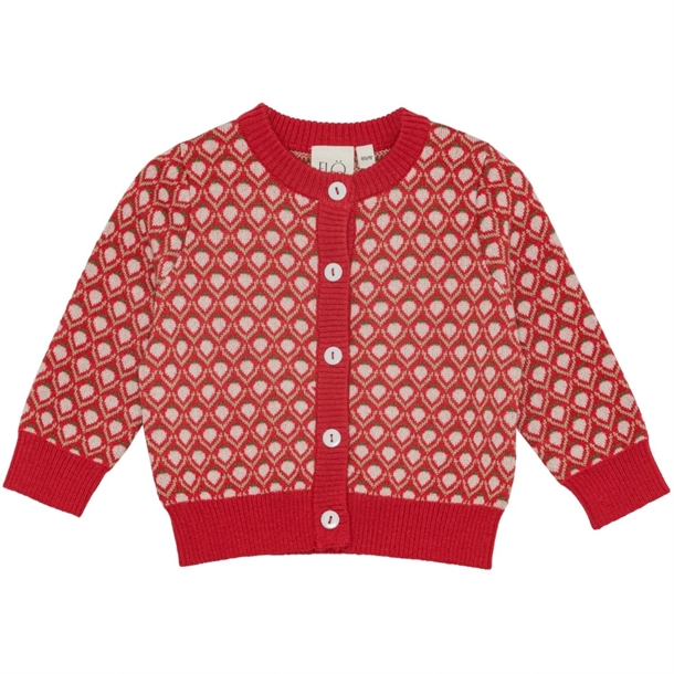 Flöss Zuri Cardigan Uld Red Berry Jordbær