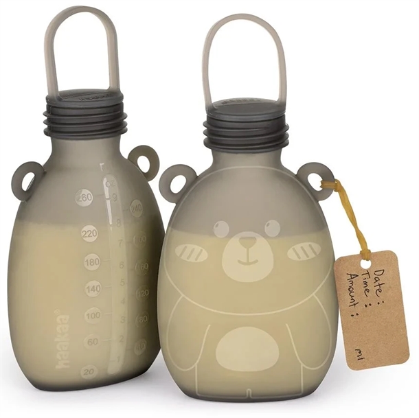 Haakaa Silikone Opbevaringspose Til Brystmælk Happii Bear   Stk   260ml