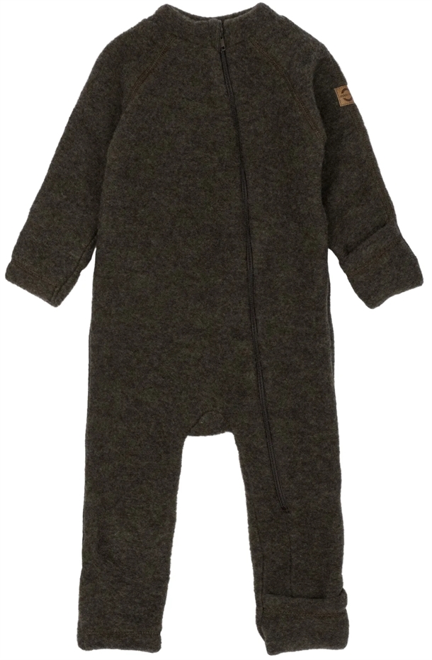 Mikk-line Ulddragt   Lynlås   Ombuk Dark Brown Melange
