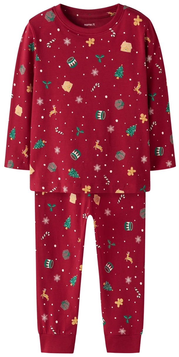 Name It Julenattøj Vismas Jester Red Xmas Aop Red