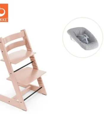 Højstol Bøg Inkl  Newborn Sæt Serene Pink
