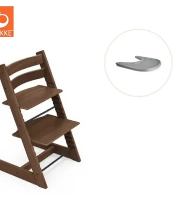 Højstol Inkl  Tray Eg Warm Brown Grå