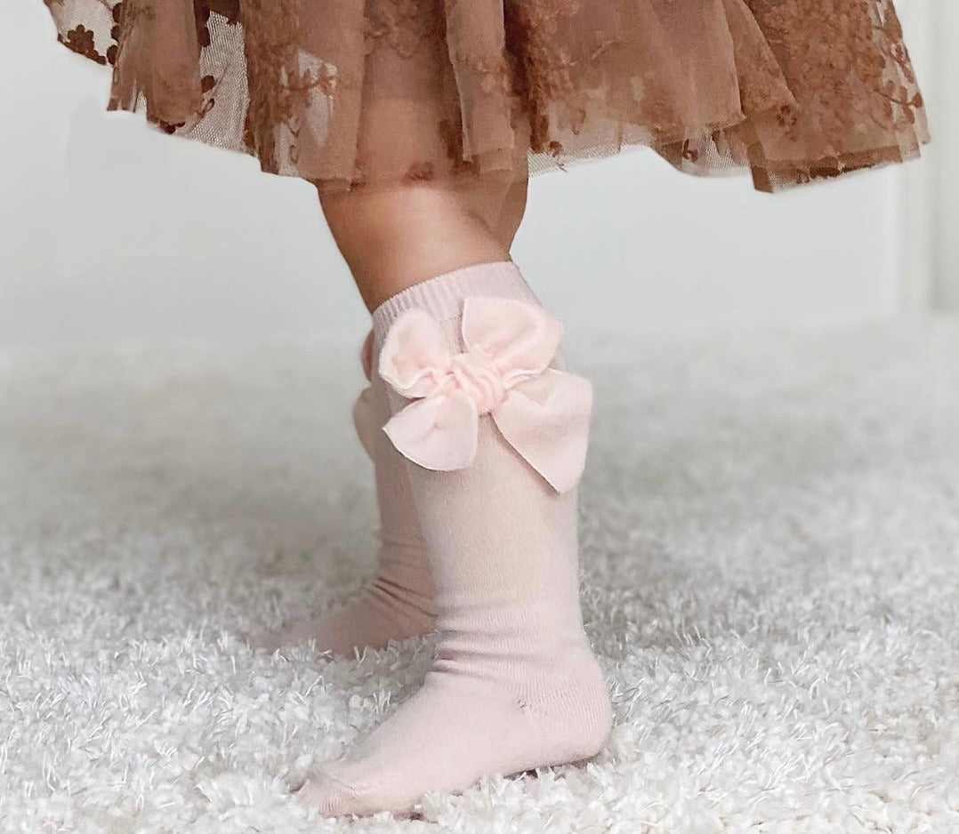 Condor Knæstrømper Med Velour Sløjfe Nude  -  Mdr