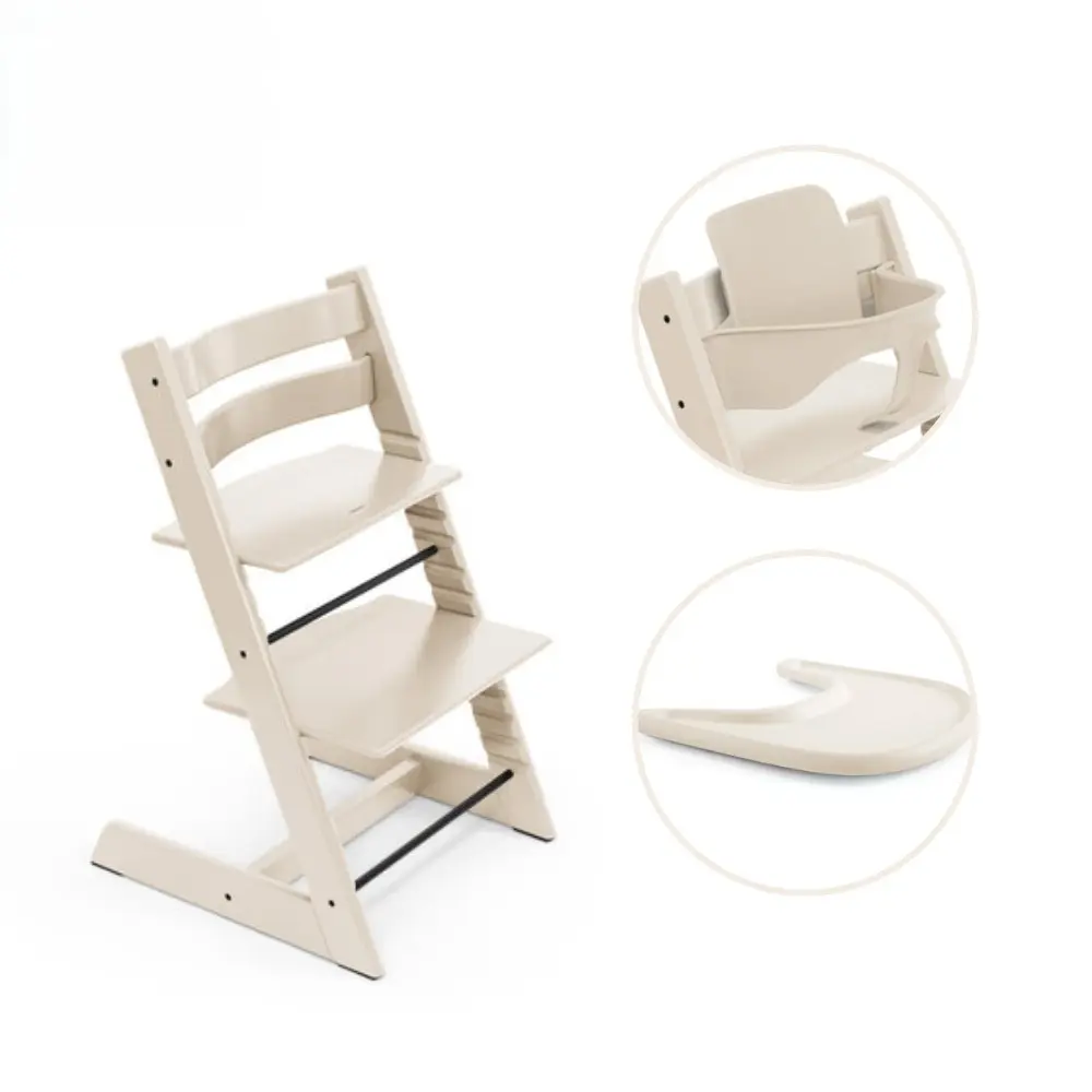 Højstol Inkl  Babysæt Og Tray Vanilla White