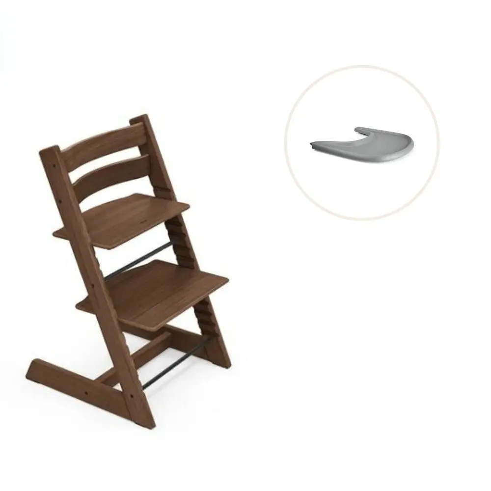 Højstol Inkl  Tray Eg Warm Brown Grå