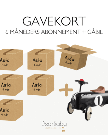 Legetøjskasser   Måneders Abonnement   Gratis Gåbil Gavekort