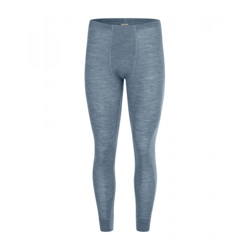 Longjohns Til Herre 100 Merino Uld 1x1 Rib Blue Melange