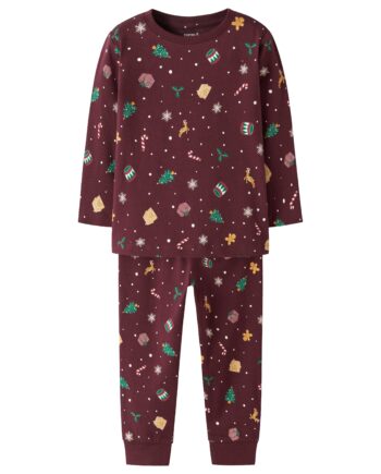 -forudbestilling- Name It Vismas Natsæt Burgundy Xmas 92 Cm