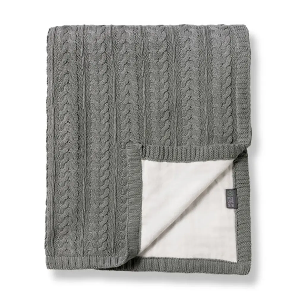 Striktæppe Med Fleece Misty Grey