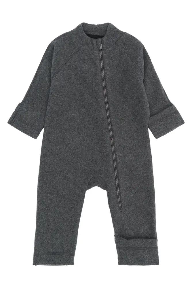 Bomuld Fleece Baby Dragt Anthracite Melange 92