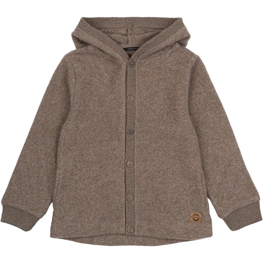 Bomuld Fleece Cardigan Med Hætte Melange Denver 74