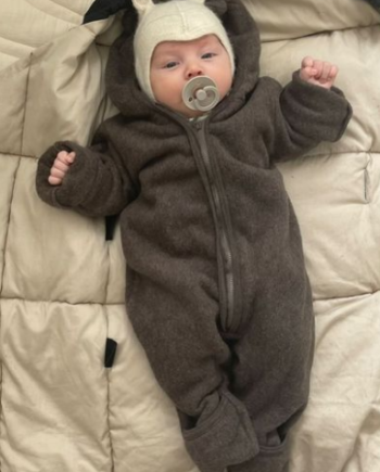 Huttelihut Mushi Baby Heldragt    ører Brown 56-62 Cm