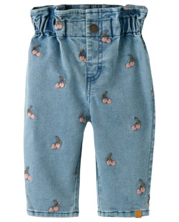 Lil Atelier Deva Loose Emb Jeans Medium Blue Denim Cherry 68 Cm