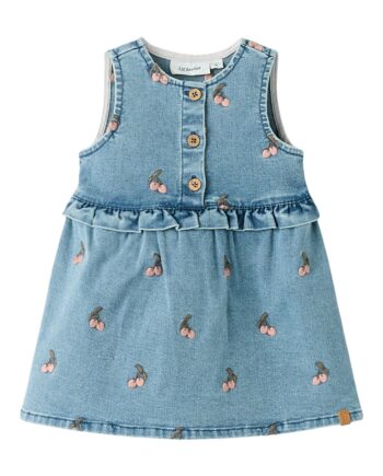Lil Atelier Deva Loose Emb Spencer Medium Blue Denim Cherry 68 Cm