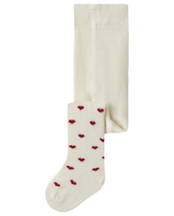 Lil Atelier Reba Len Strømpebukser Turtledove Red Hearts 50 56