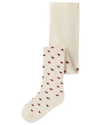Lil Atelier Reba Len Strømpebukser Turtledove Red Hearts 86 92