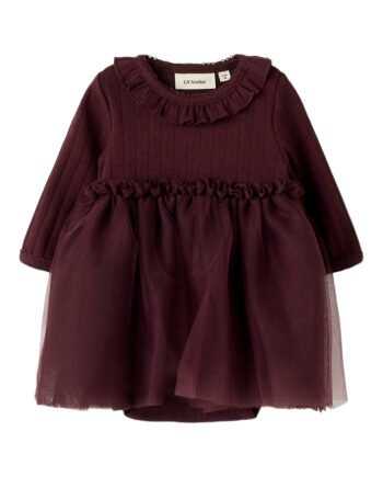 Lil Atelier Solange Ls Tulle Body Dress Catawba Grape 56 Cm