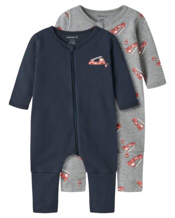 Name It Nightsuit   Pak Firetruck Grey Melange 50 Cm