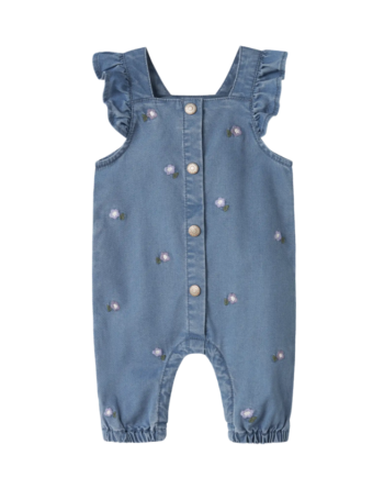 Name It Sage Denim Overall Denim Blue Flower Emb 50 Cm