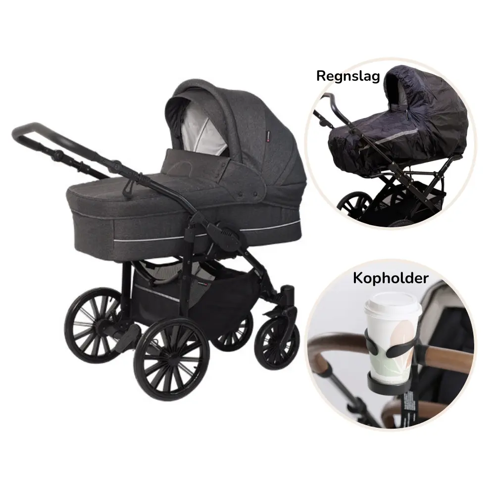 Nordic Lux Inkl Regnslag Og Kopholder Dark Grey Melange