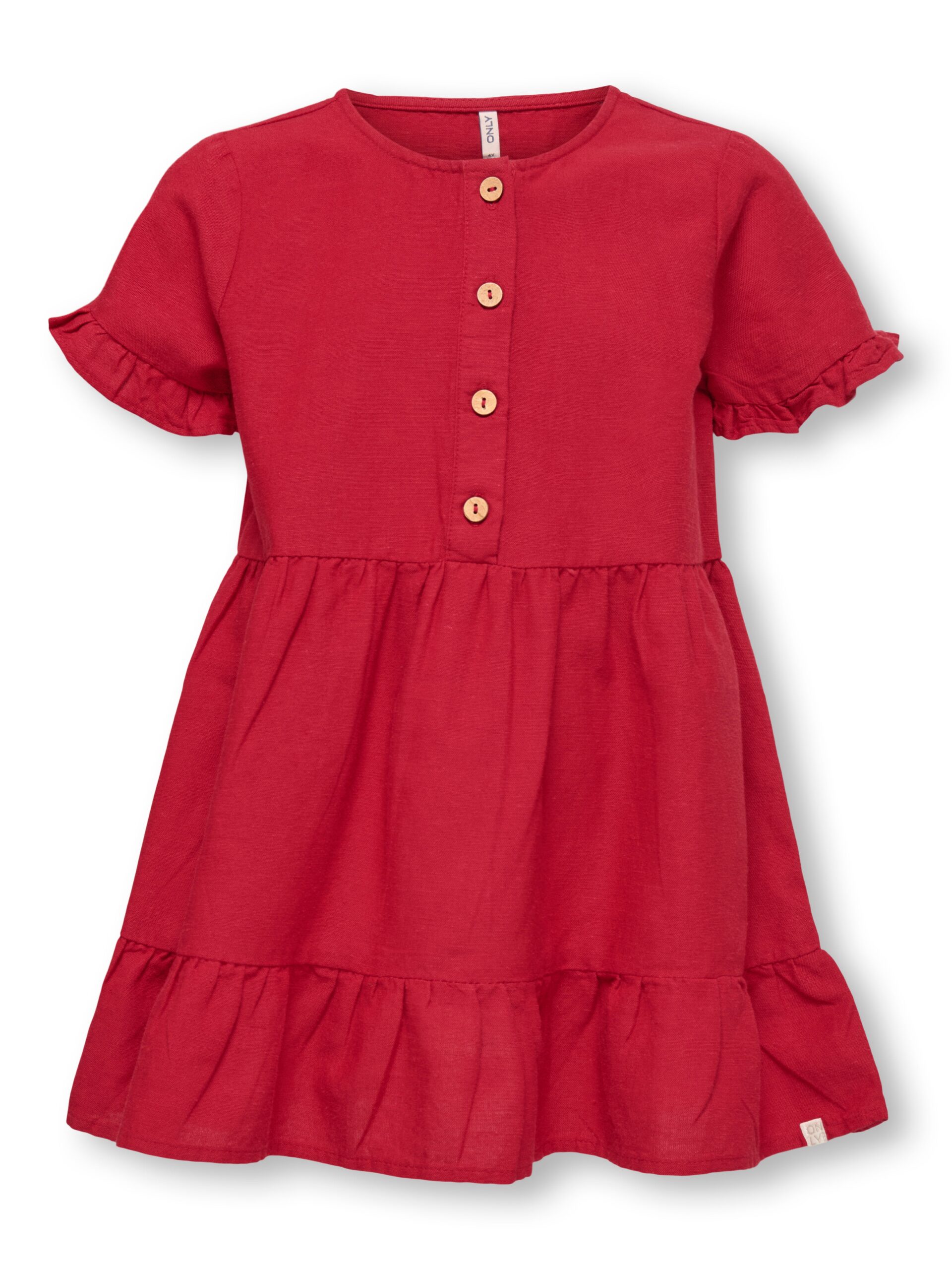 Only Mini Annabell Linen Dress Equestrian Red 92 Cm