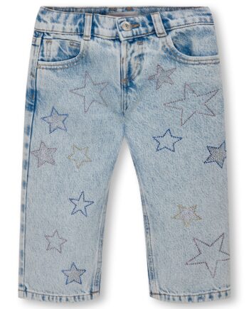 Only Mini Carly Dad Straight Star Denim Jeans Light Blue Denim 92 Cm
