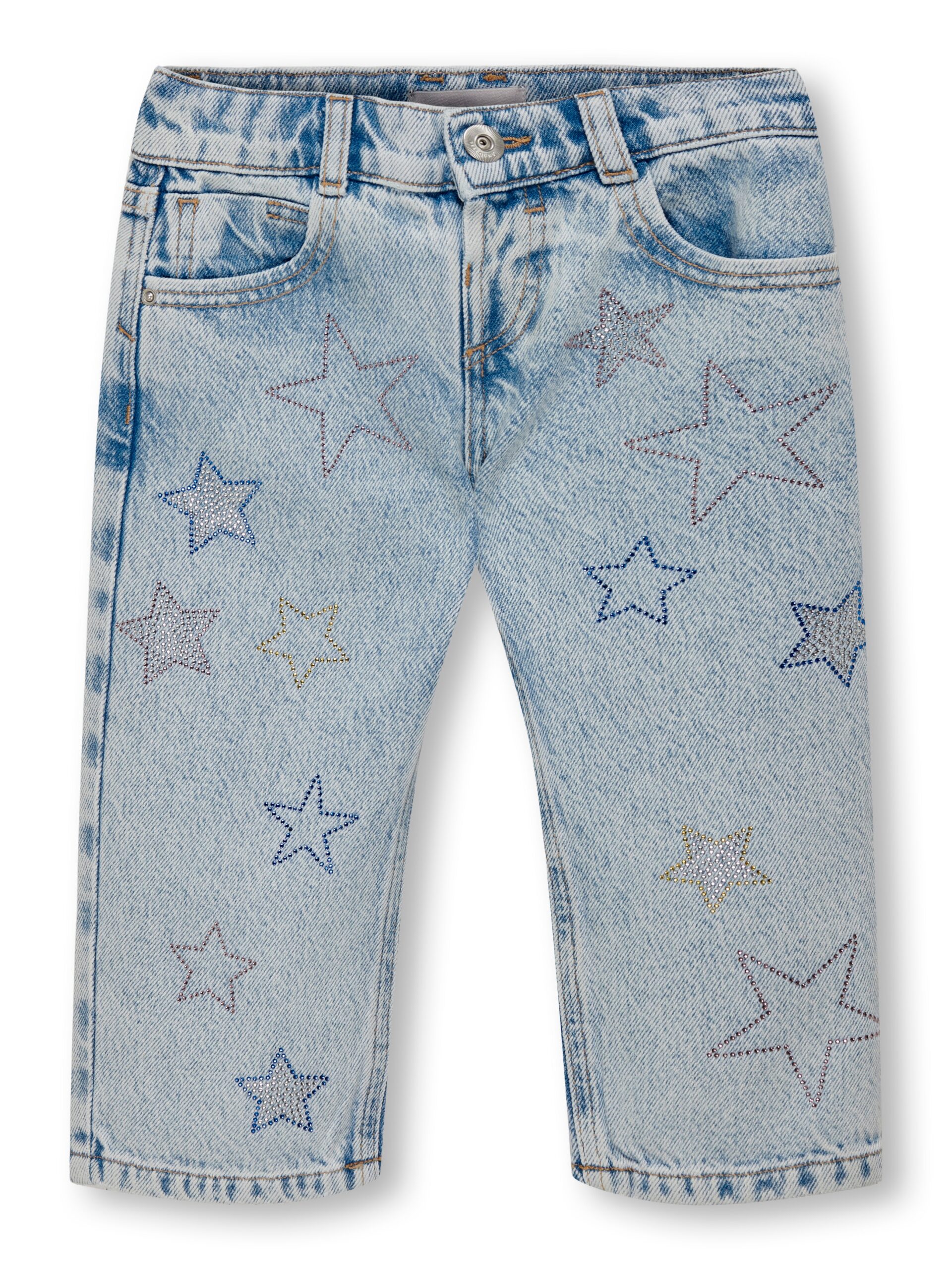 Only Mini Carly Dad Straight Star Denim Jeans Light Blue Denim 92 Cm