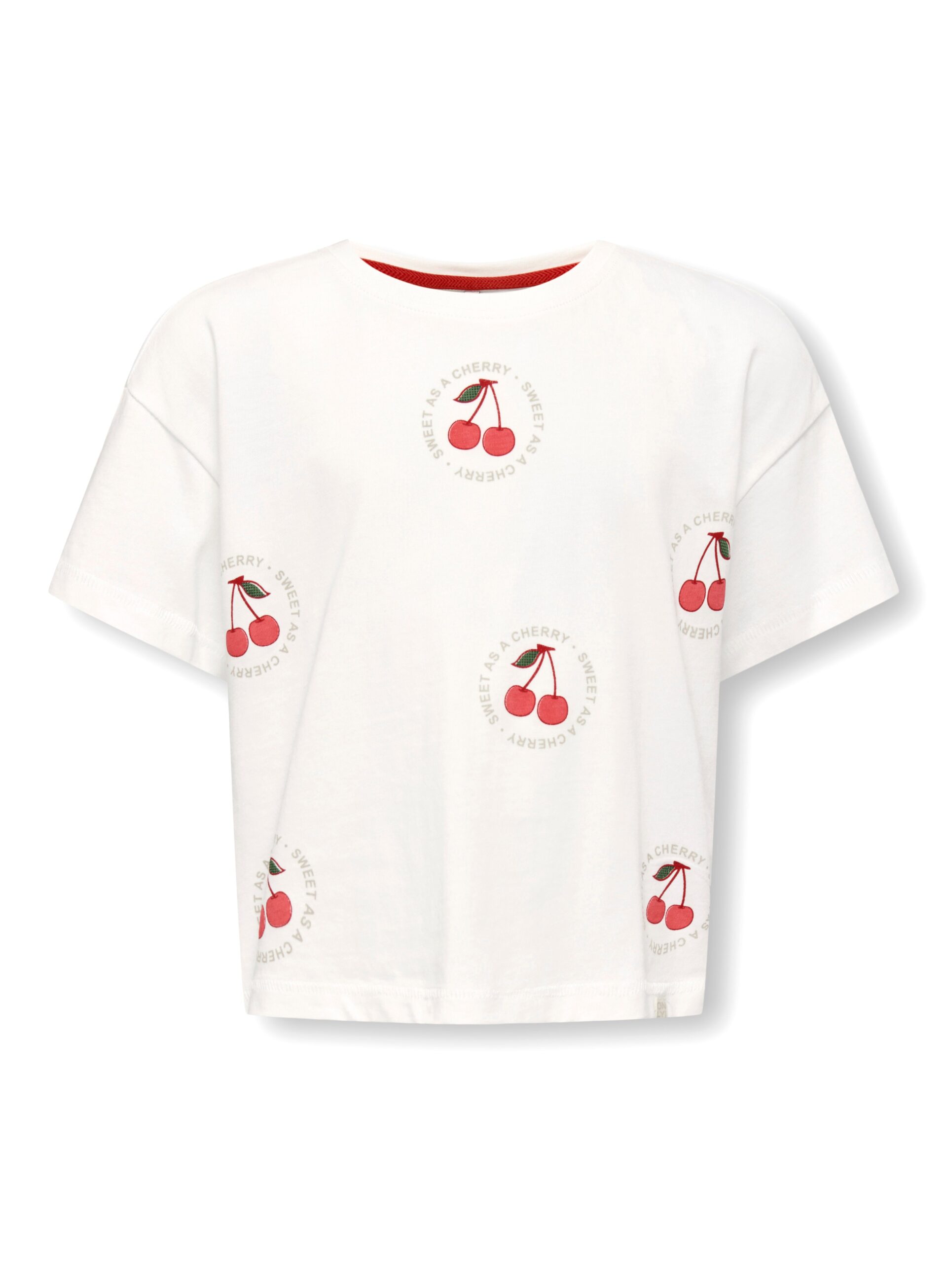 Only Mini Charlotte Life Ss Loose Top Cloud Dancer Fruit 92 Cm