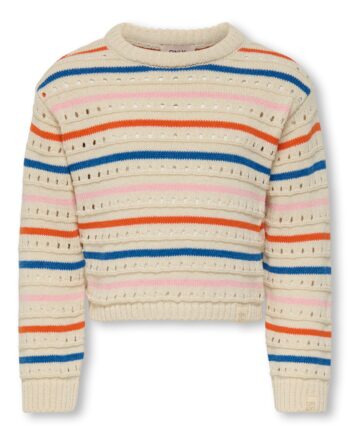 Only Mini Stina Life Stripe Knit Tofu Bleached Mauve 92 Cm