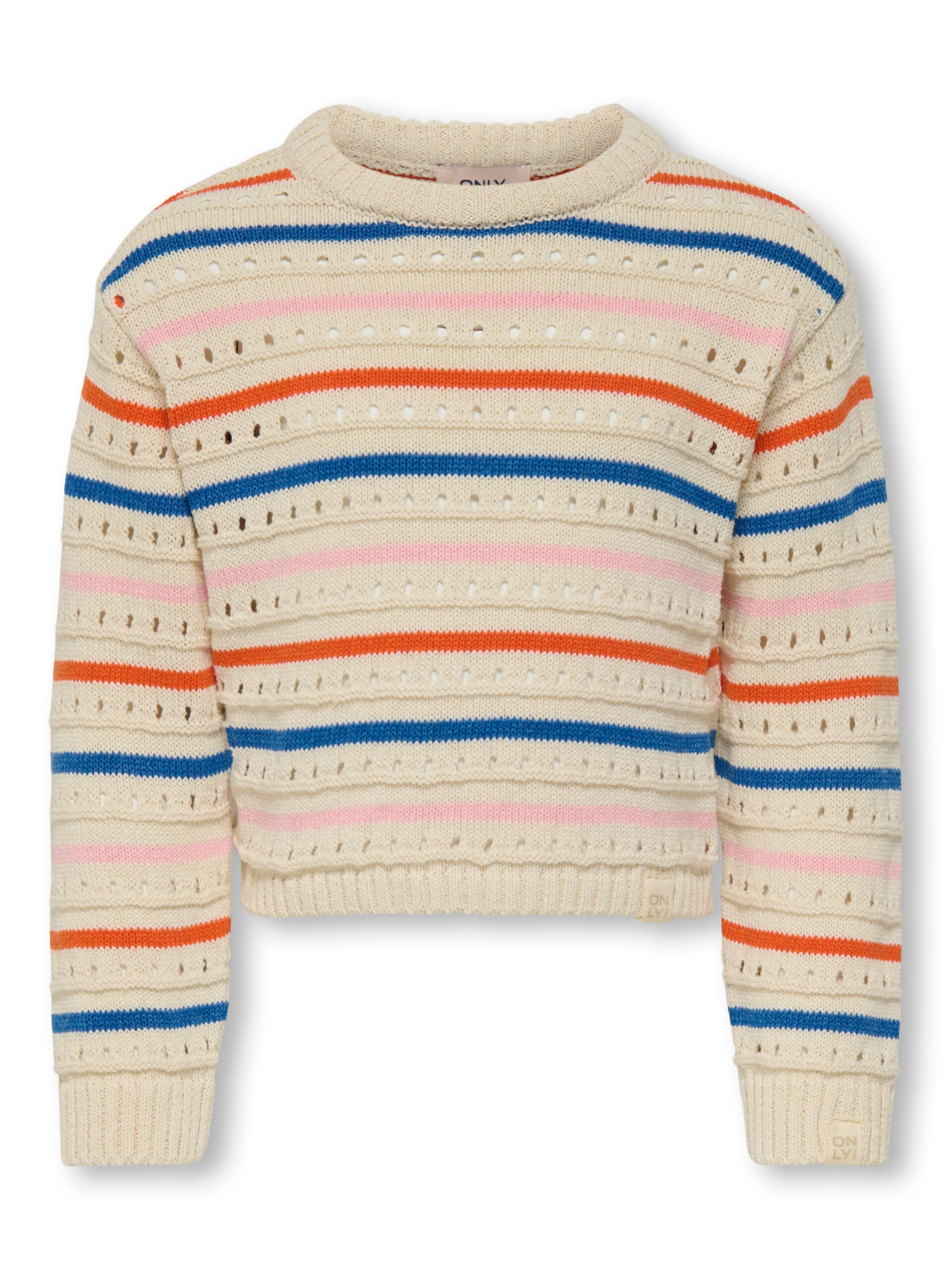 Only Mini Stina Life Stripe Knit Tofu Bleached Mauve 92 Cm