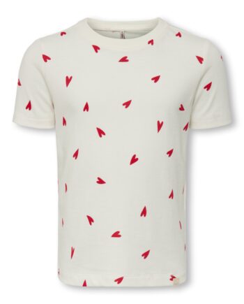 Only Mini Tijana Life Ss Top Cloud Dancer Heart 92 Cm