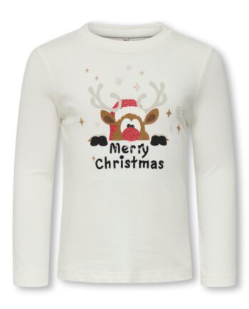 Only Mini Xmas Life Yrsa Christmas Top Cloud Dancer 92 Cm