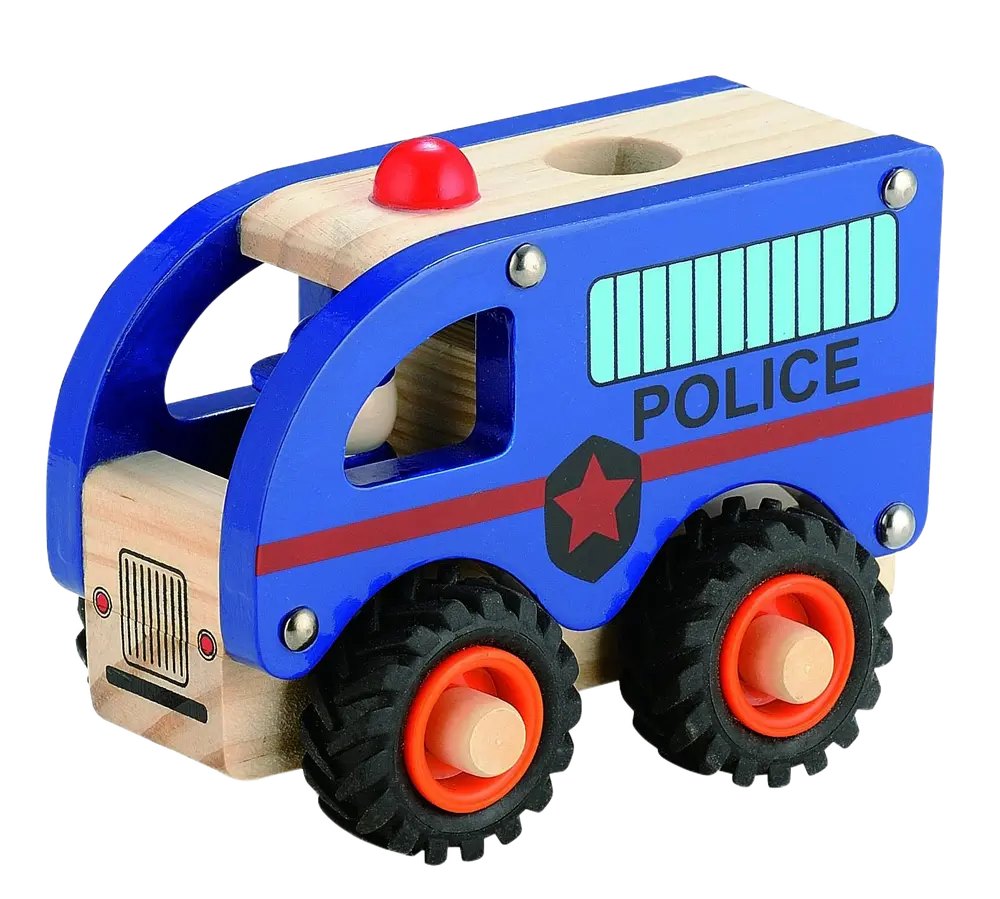 Politibus Træ Med Gummihjul