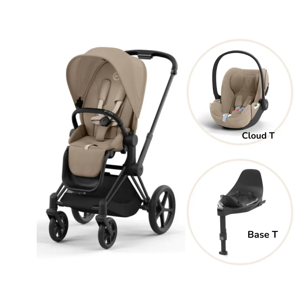 Priam Klapvogn Inkl Cloud Og Base Cozy Beige Matt Black Plus