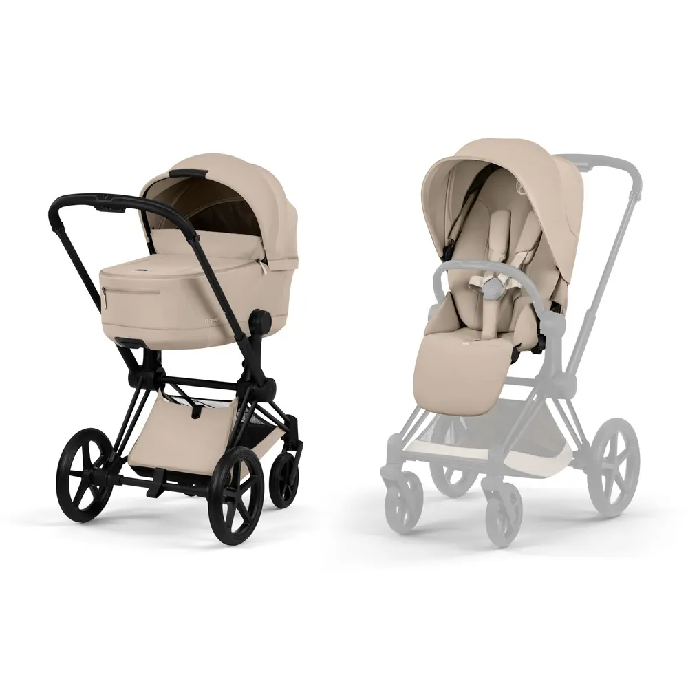 Priam Kombivogn Black Inkl Liggedel Cozy Beige