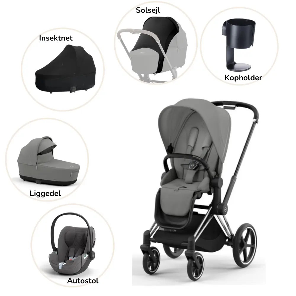Priam Pakke Mirage Grey Chrome Black Plus