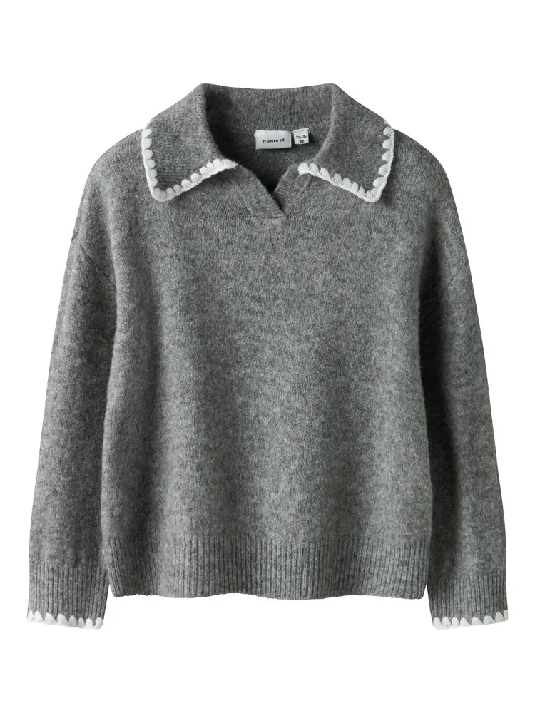 Rikasa Strikket Polo Grey Melange 116