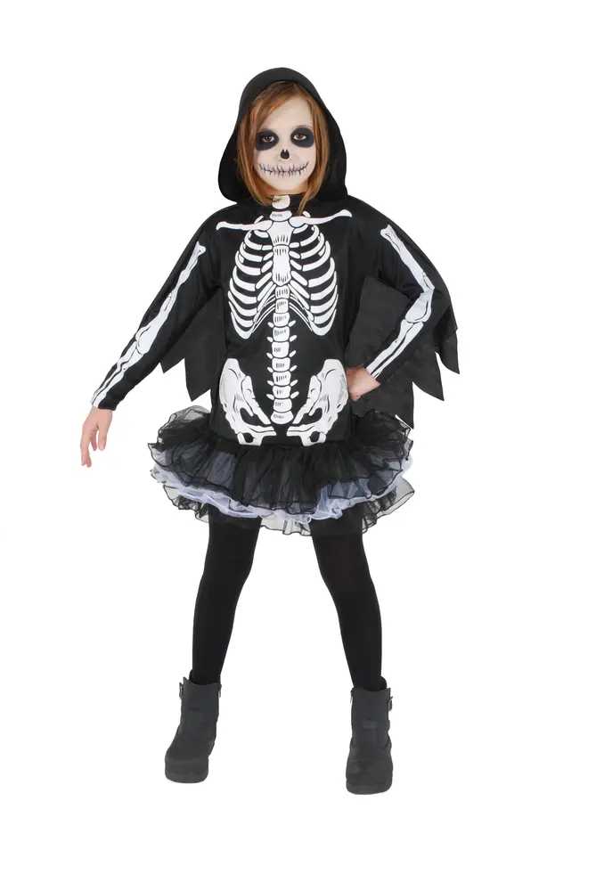 Skeleton Pige Kostume -10 år