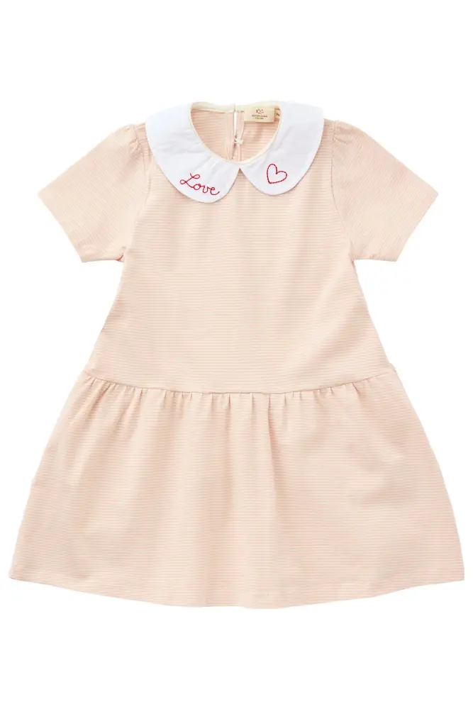 Stribet Kjole Poplin Krave Rose 98