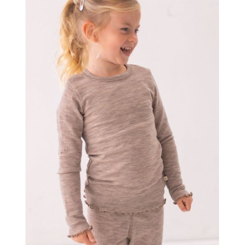 -shirt   1x1 Rib Med Lange ærmer   100  Merino Uld  Oeko-texâ
