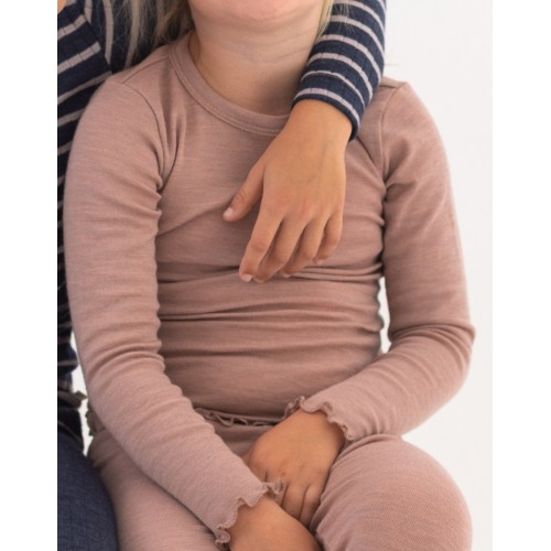 -shirt   1x1 Rib Med Lange ærmer   100  Merino Uld  Oeko-texâ