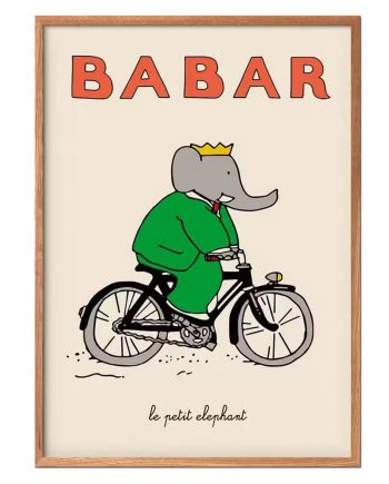 Babar Plakat Babar På Cykel-30   40 Cm