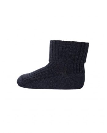Baby Ankel Strømper   Merino Uld Med Ombuk 15 16 Dark Denim Melange
