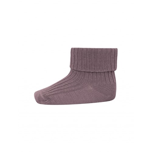 Baby Ankel Strømper Merino Uld Med Ombuk 17 18 Dark Purple Dove